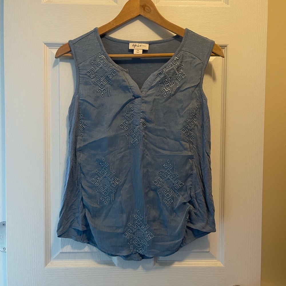 Style & Co. Light Blue Petite Top